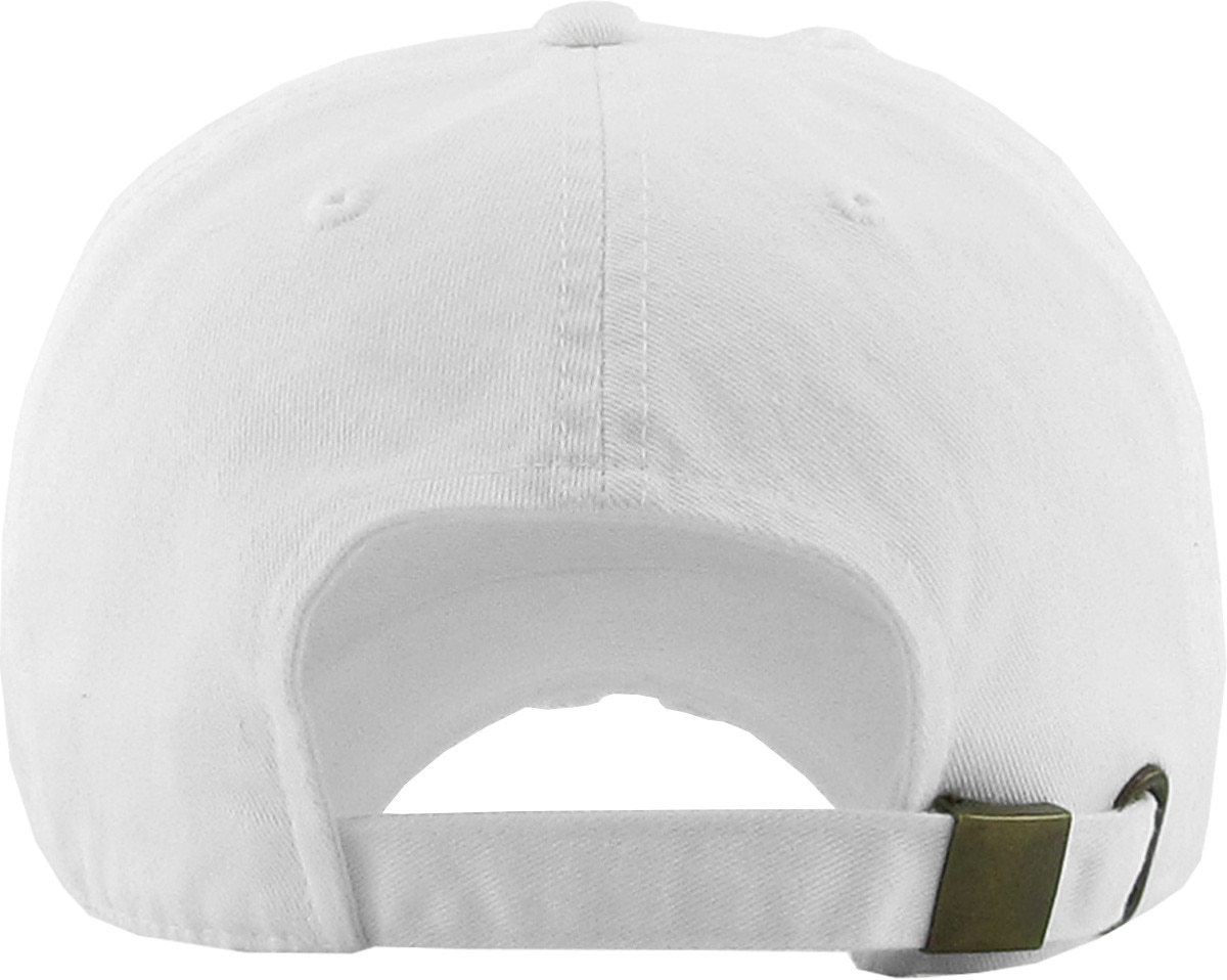White Distressed Vintage Baseball Cap Back View